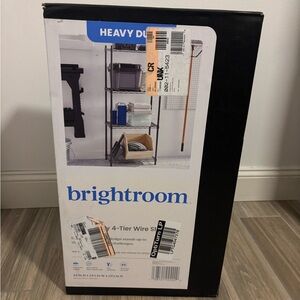 NEW Brightroom Heavy Duty 4-Tier Wire Shelving Unit - Black 350lb capacity 54”